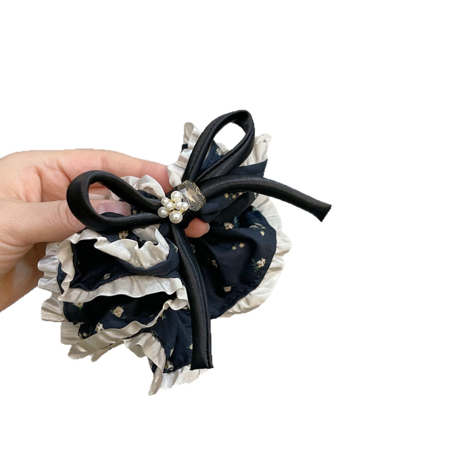 韩国新款夏季工碎花蕾丝边布艺大肠发圈女甜美文艺扎头发绳发饰 发圈猪大肠详情图3