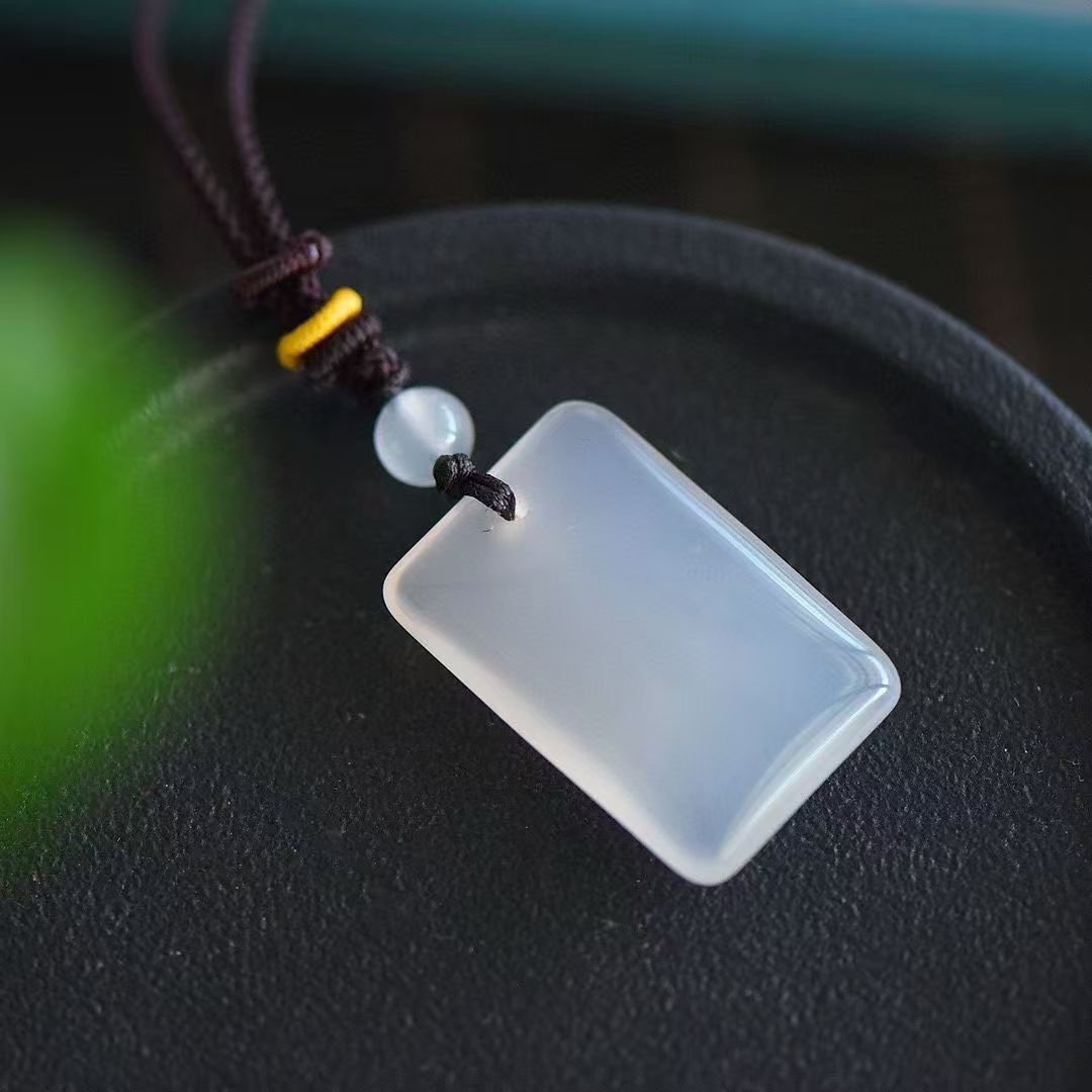White Moonlight Chalcedony Peace Pendant, No Matter Pendant, Agate Buddha Necklace for men and women, a festival gift pendant for your girlfriend Specification image