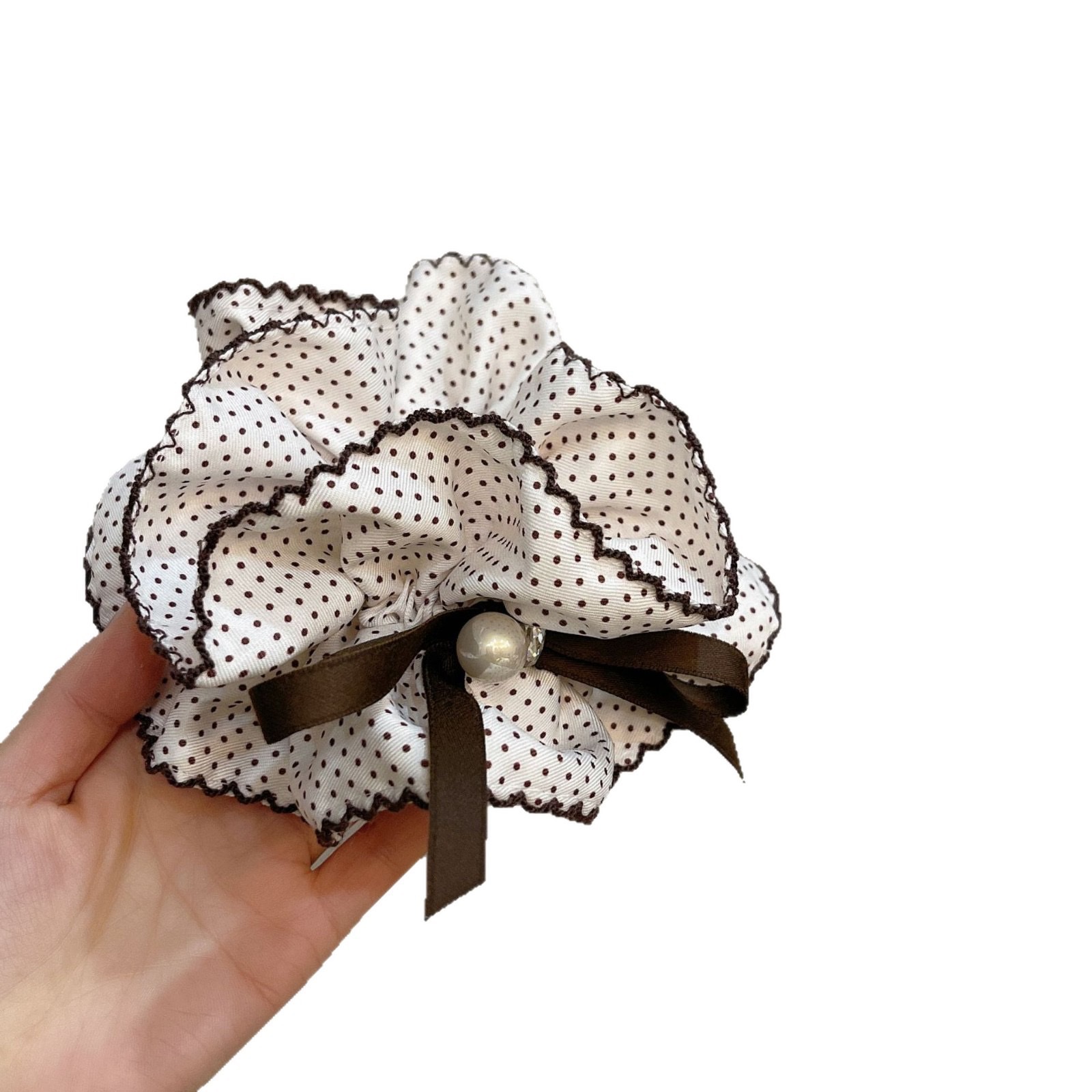 韩系温柔小波点大肠发圈女蝴蝶结高级感马尾头绳后脑勺头花头圈详情图6