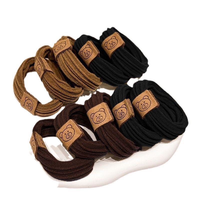 Simple, high-elasticity, seamless bear hair tie, leather band hair tie, durable high ponytail headwear, towel tie hair tie Item Picture