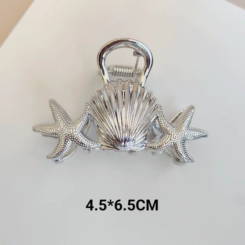 European and American starfish shell alloy gripper, high-end hairpin, half tied hair at the back of the head, shark clip, cross-border headwear Specification image