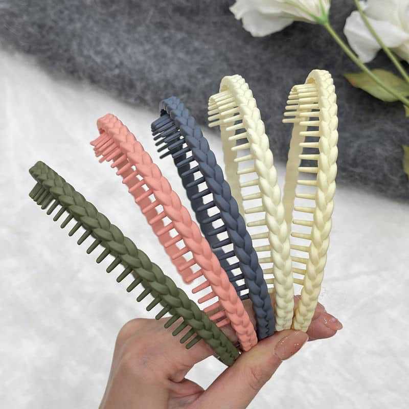 Popular hair accessories: matte woven braid headband, colorful and simple hairpin, elegant Korean-style face-washing head buckle, headband and headwear Specification image