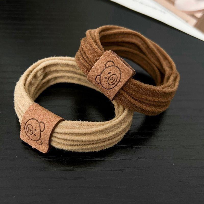 Simple, high-elasticity, seamless bear hair tie, leather band hair tie, durable high ponytail headwear, towel tie hair tie Application Scenario