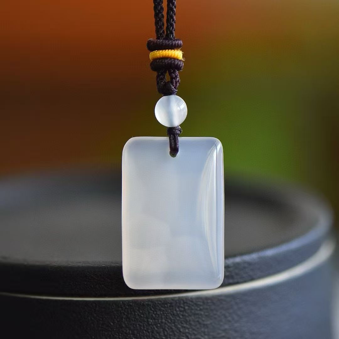 White Moonlight Chalcedony Peace Pendant, No Matter Pendant, Agate Buddha Necklace for men and women, a festival gift pendant for your girlfriend