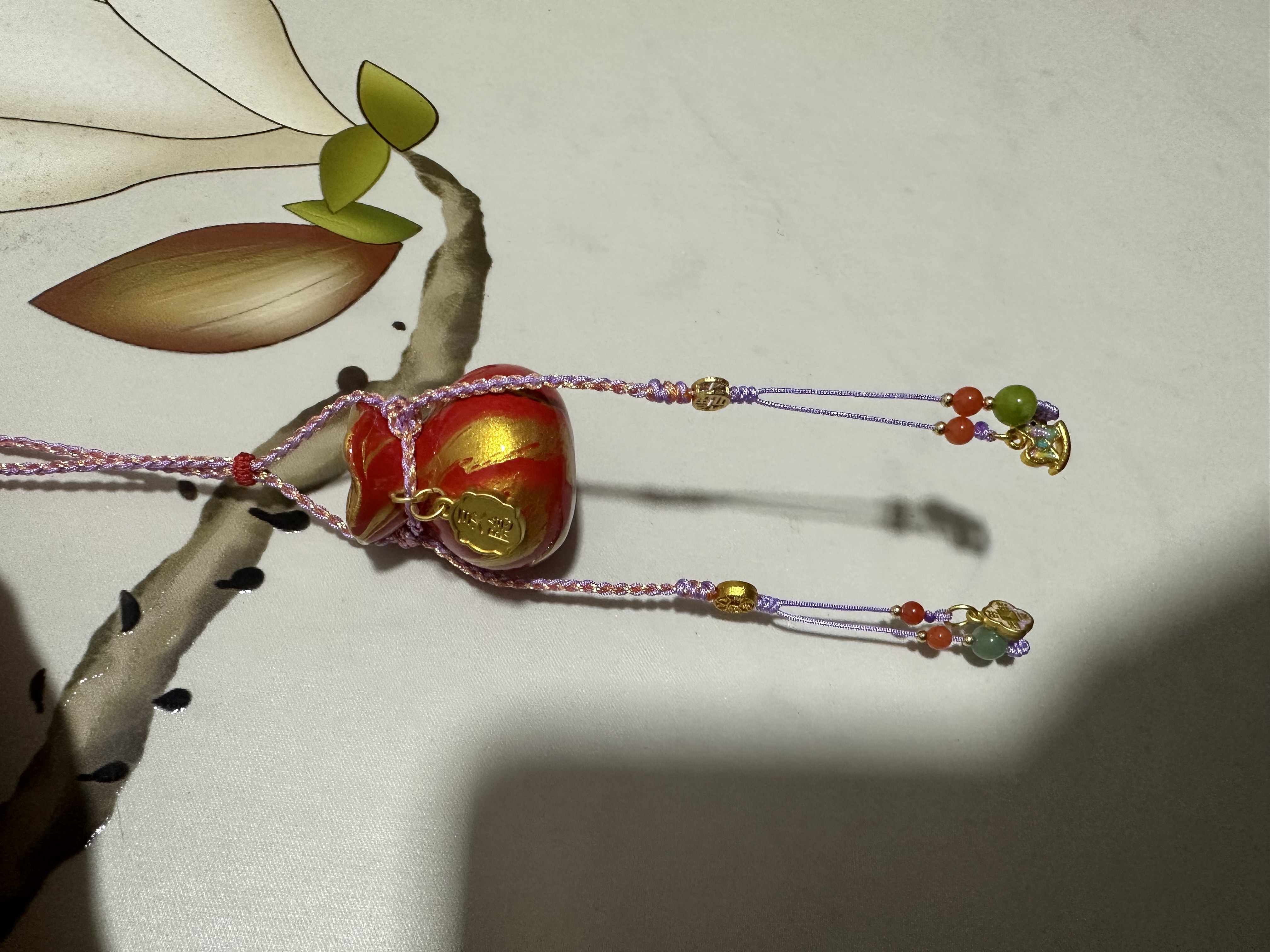 New Year's intangible cultural heritage lacquered money bag pendant, handcrafted and paired with ethnic-style ornaments Application Scenario