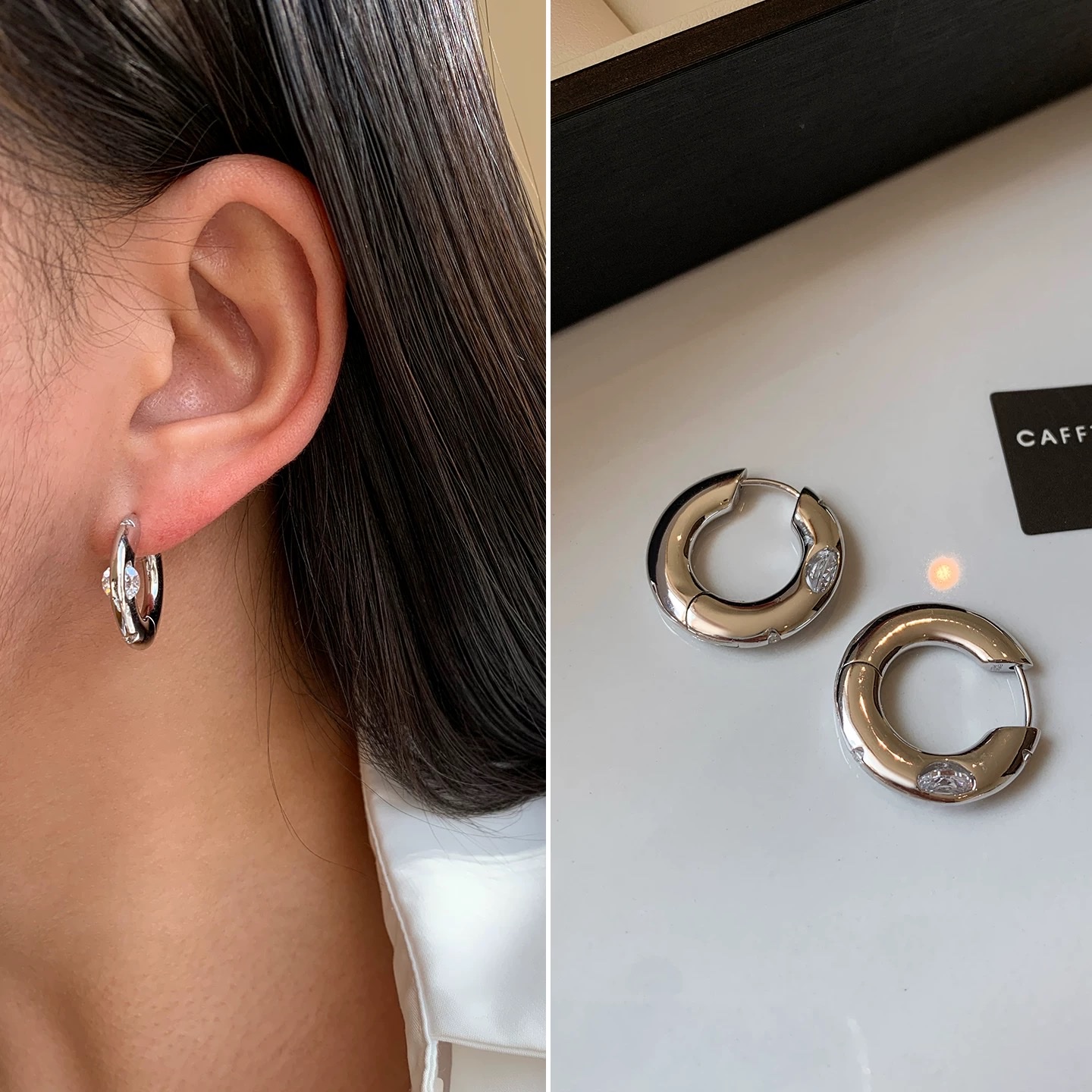 European and American golden Planet rotatable zircon earrings, women's ring, light luxury and high-end feel, 2026 new style ear ring earrings and accessories Specification image