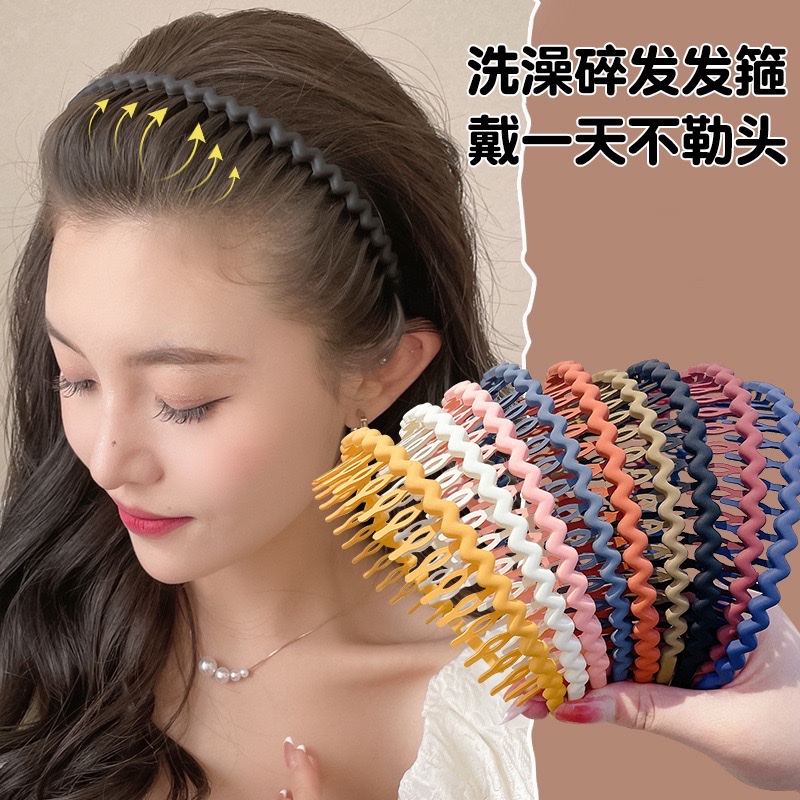 Korean toothed anti-slip hair band, no damage to hair, no frequent hair, colorful wavy hair band, good items for women's broken hair, headwear, headwear, hair band Korean toothed anti-slip hair band, no damage to hair, no frequent hair, colorful wavy hair band, good items for women's broken hair, headwear, headwear, hair band
