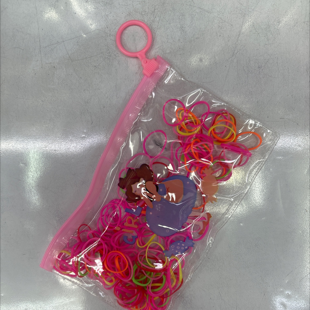 女孩拉链袋皮筋可爱皮绳混色特厚发圈发饰儿童头绳一次性皮圈强拉不断