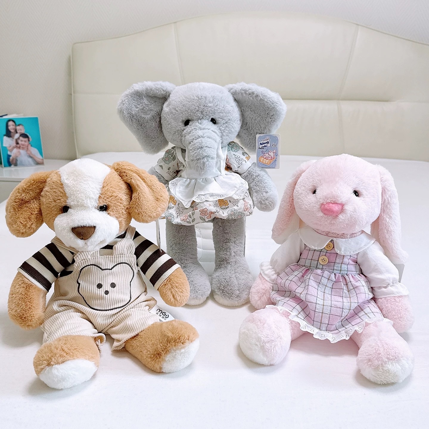 Meige Hai Jenny elephant doll in dress, pink rabbit plush toy, overalls, puppy doll, children's birthday gift Specification image