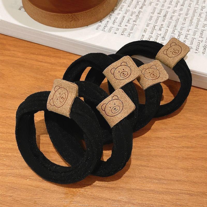 Simple, high-elasticity, seamless bear hair tie, leather band hair tie, durable high ponytail headwear, towel tie hair tie undefined