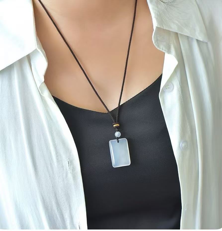 White Moonlight Chalcedony Peace Pendant, No Matter Pendant, Agate Buddha Necklace for men and women, a festival gift pendant for your girlfriend Application Scenario