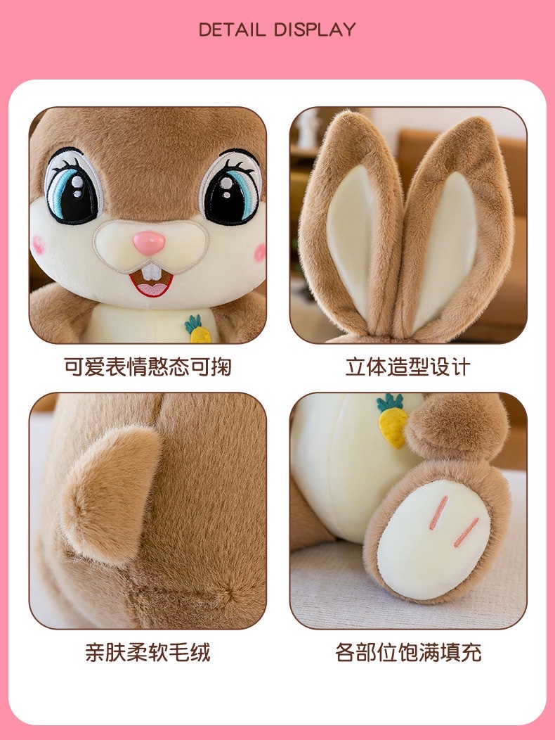 Sweet rabbit plush toys, cute big-eyed rabbit dolls, long-eared rabbit dolls, children's soothing dolls detail image 3