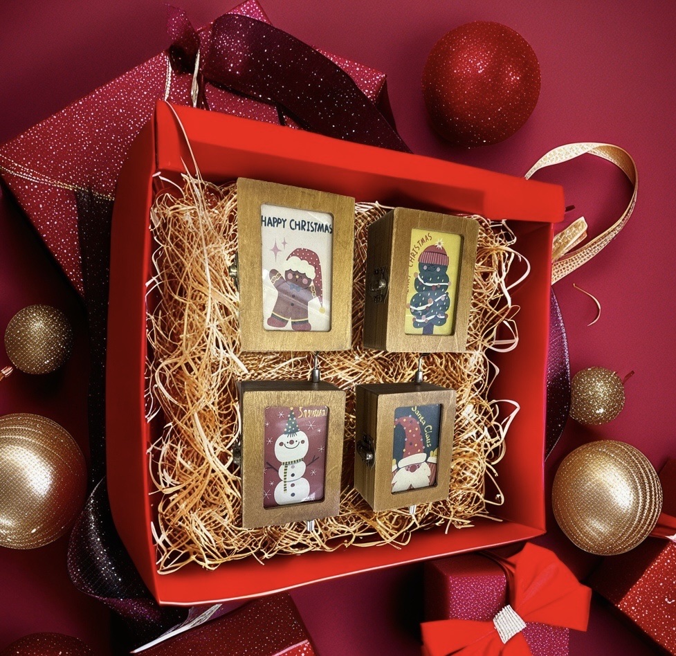 木质复古高档圣诞八音盒手摇音乐盒图片可定制圣诞创意礼品伴手礼 