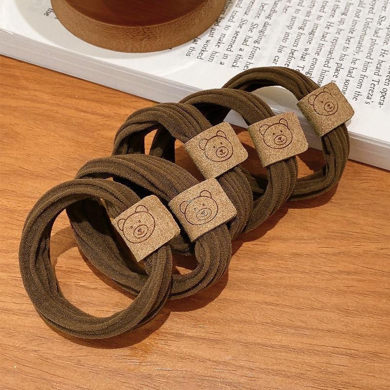 Simple, high-elasticity, seamless bear hair tie, leather band hair tie, durable high ponytail headwear, towel tie hair tie undefined