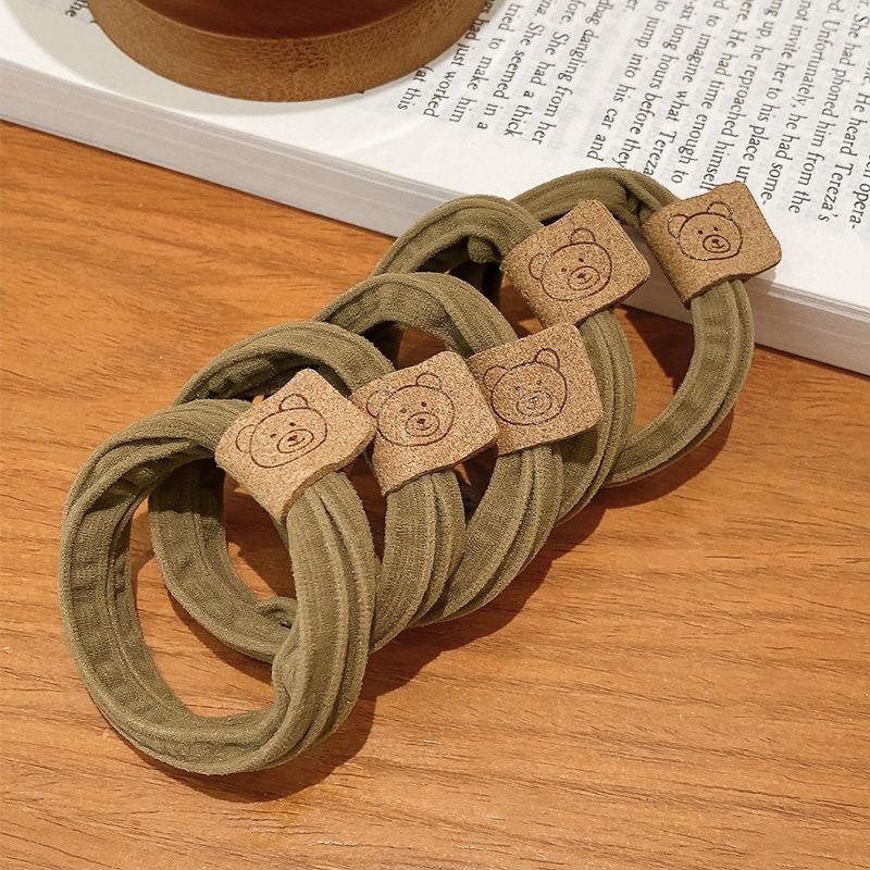Simple, high-elasticity, seamless bear hair tie, leather band hair tie, durable high ponytail headwear, towel tie hair tie undefined