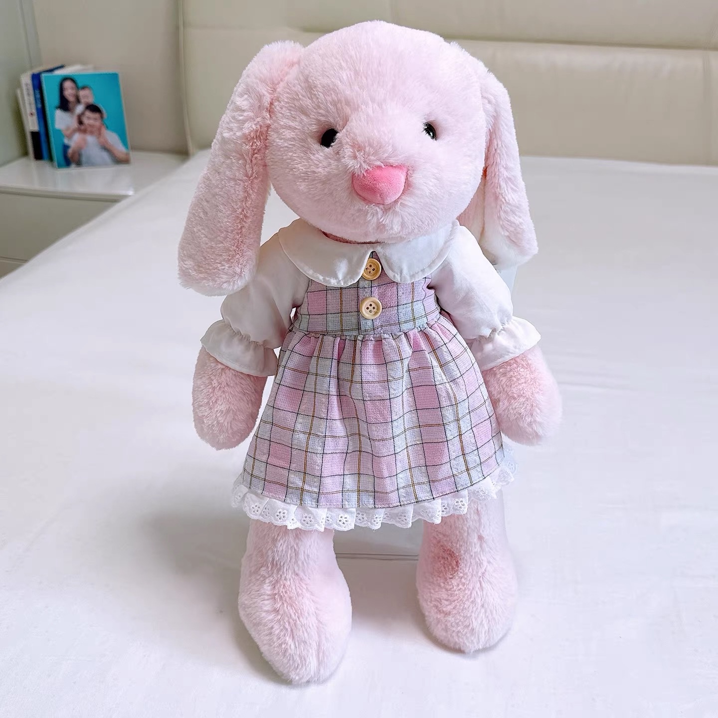 Meige Hai Jenny elephant doll in dress, pink rabbit plush toy, overalls, puppy doll, children's birthday gift Item Picture