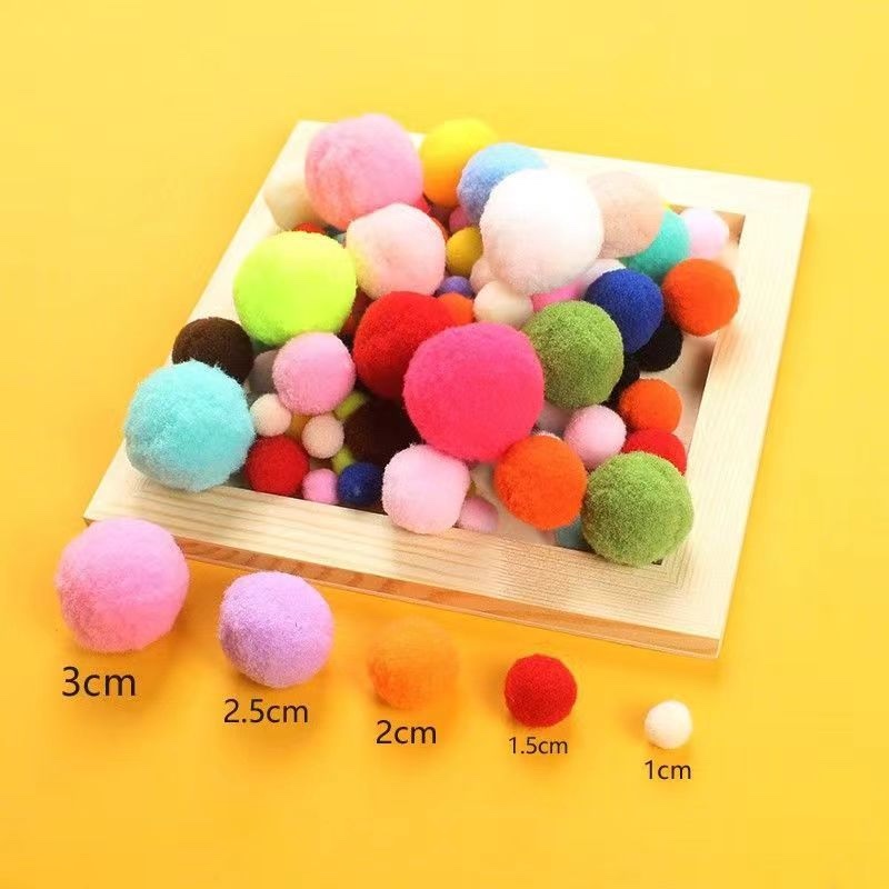 大小混装高弹毛绒球萌趣DIY彩色毛球幼儿园早教创意儿童手工毛球详情图5