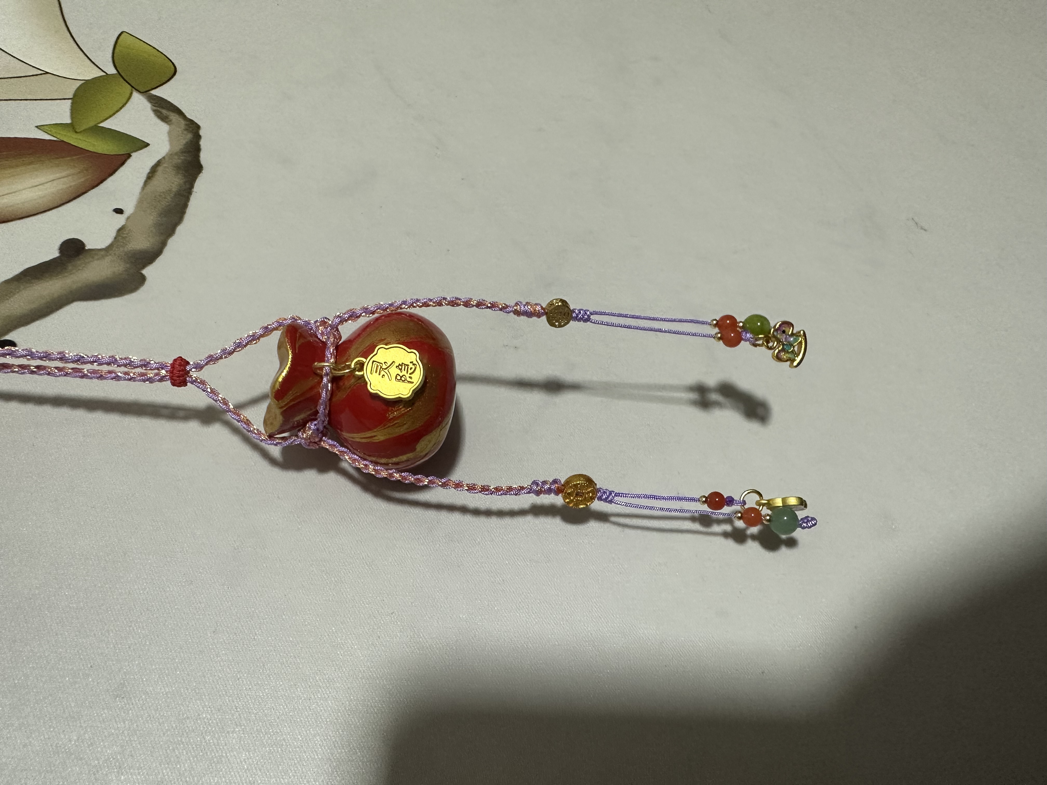 New Year's intangible cultural heritage lacquered money bag pendant, handcrafted and paired with ethnic-style ornaments Specification image