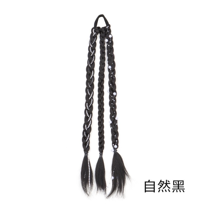 Double pearl braid wig, sweet and cool ponytail wig, braid pearl braid Item Picture
