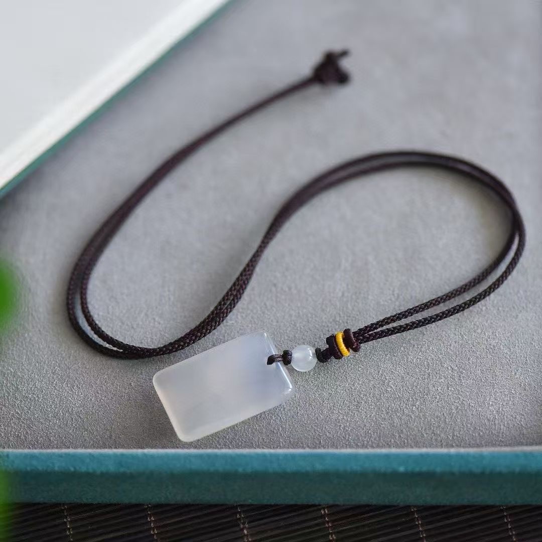 White Moonlight Chalcedony Peace Pendant, No Matter Pendant, Agate Buddha Necklace for men and women, a festival gift pendant for your girlfriend Item Picture