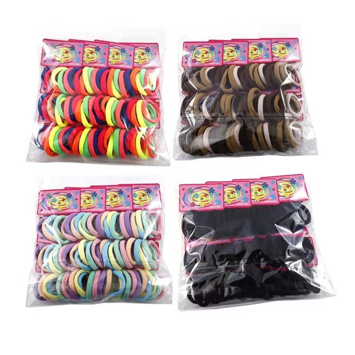 4cm fluorescent color hair tie, 72 pieces of foreign trade towel hair band, high-elasticity seamless hair tie details Picture