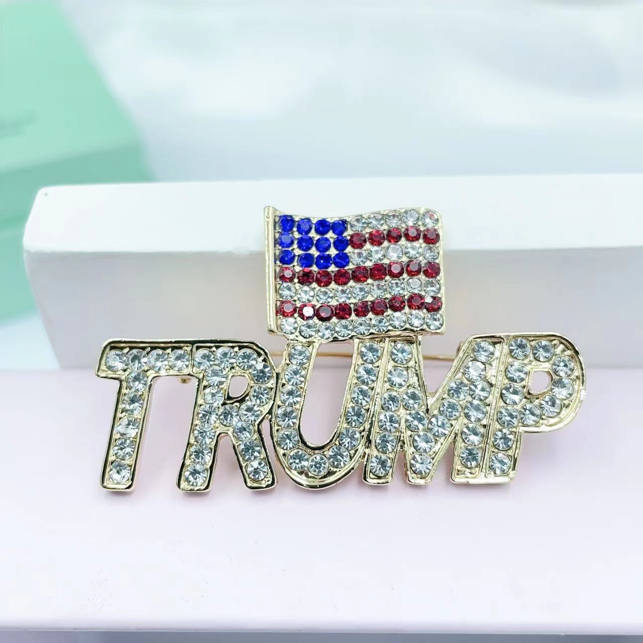 Wholesale of new European and American oil-dripping color diamond five-pointed star letter brooches, napkin rings and creative commemorative pins detail image 9