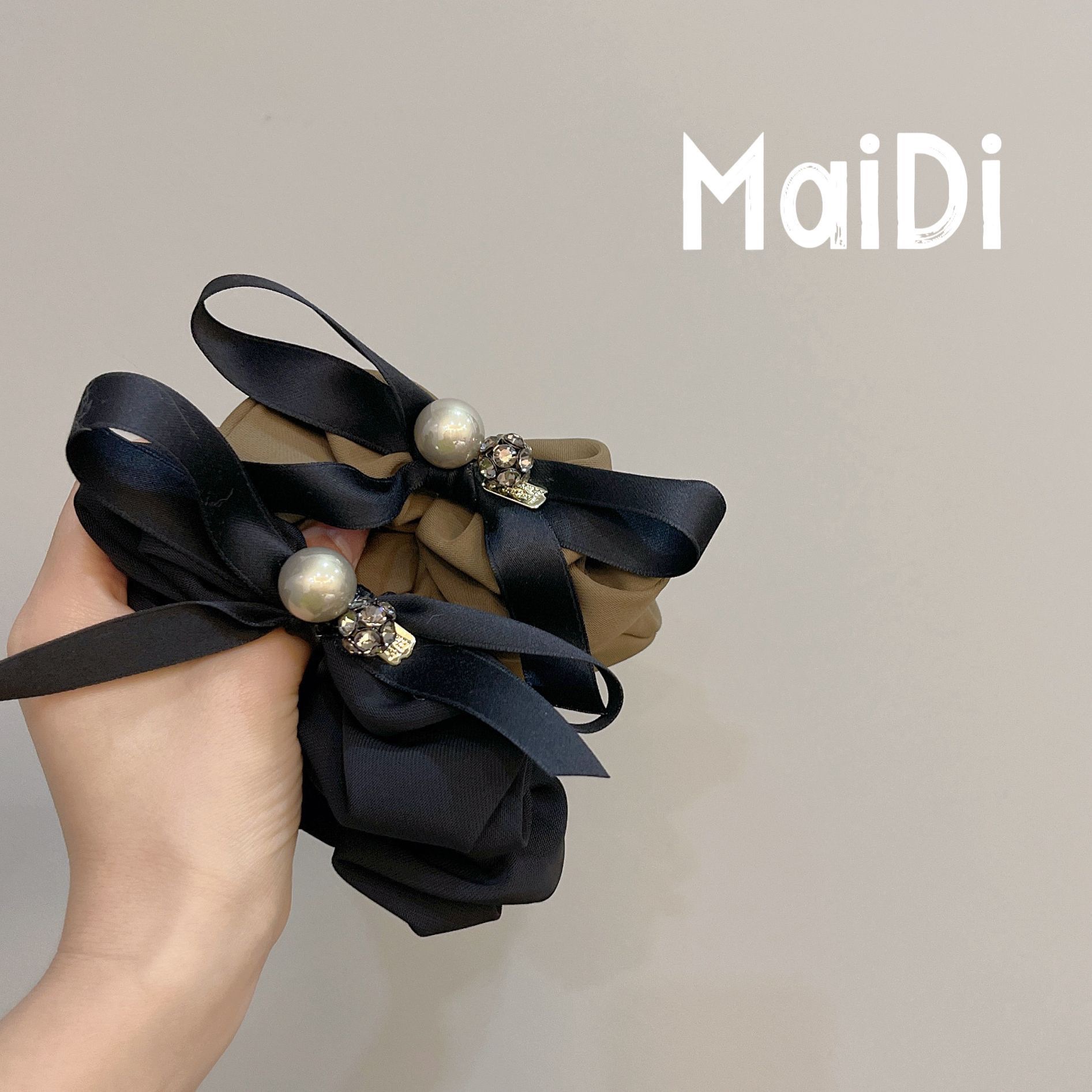 新款春季韩式大肠发圈发饰蝴蝶结马尾网红直播爆款发饰丸子扎发 发带白底实物图