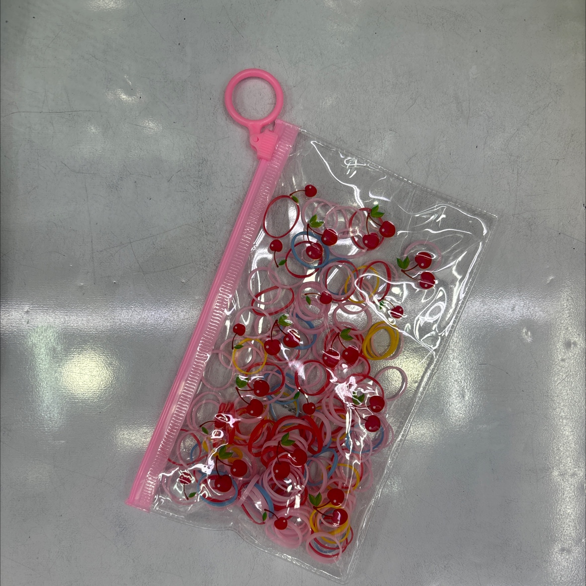 樱桃拉链袋混色皮筋可爱儿童发饰特厚强拉不断小孩一次性皮圈