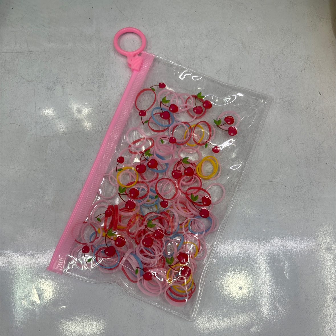 樱桃拉链袋混色皮筋可爱儿童发饰特厚强拉不断小孩一次性皮圈产品图