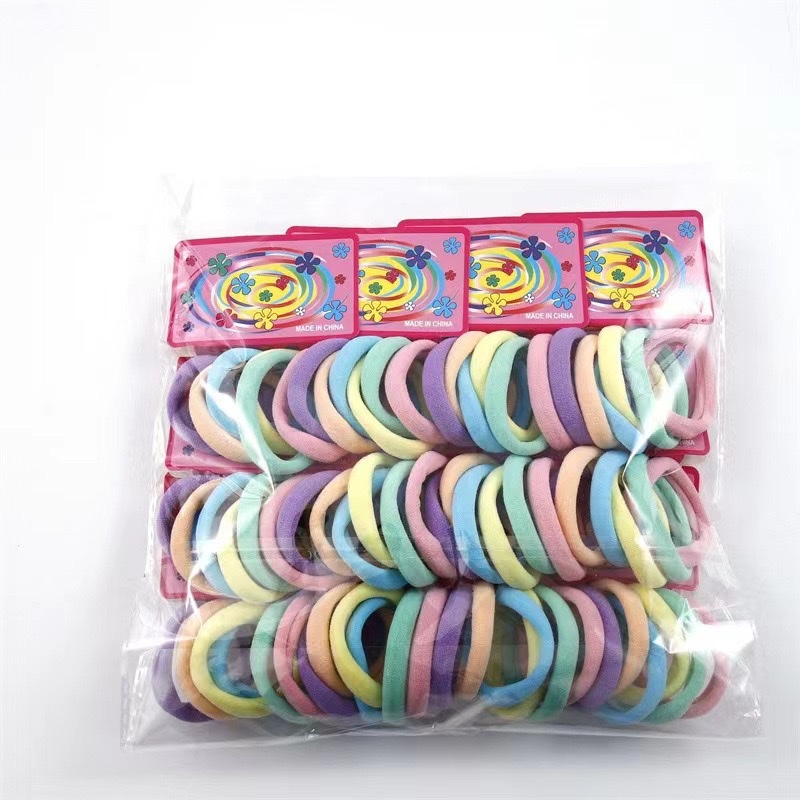 4cm fluorescent color hair tie, 72 pieces of foreign trade towel hair band, high-elasticity seamless hair tie Item Picture