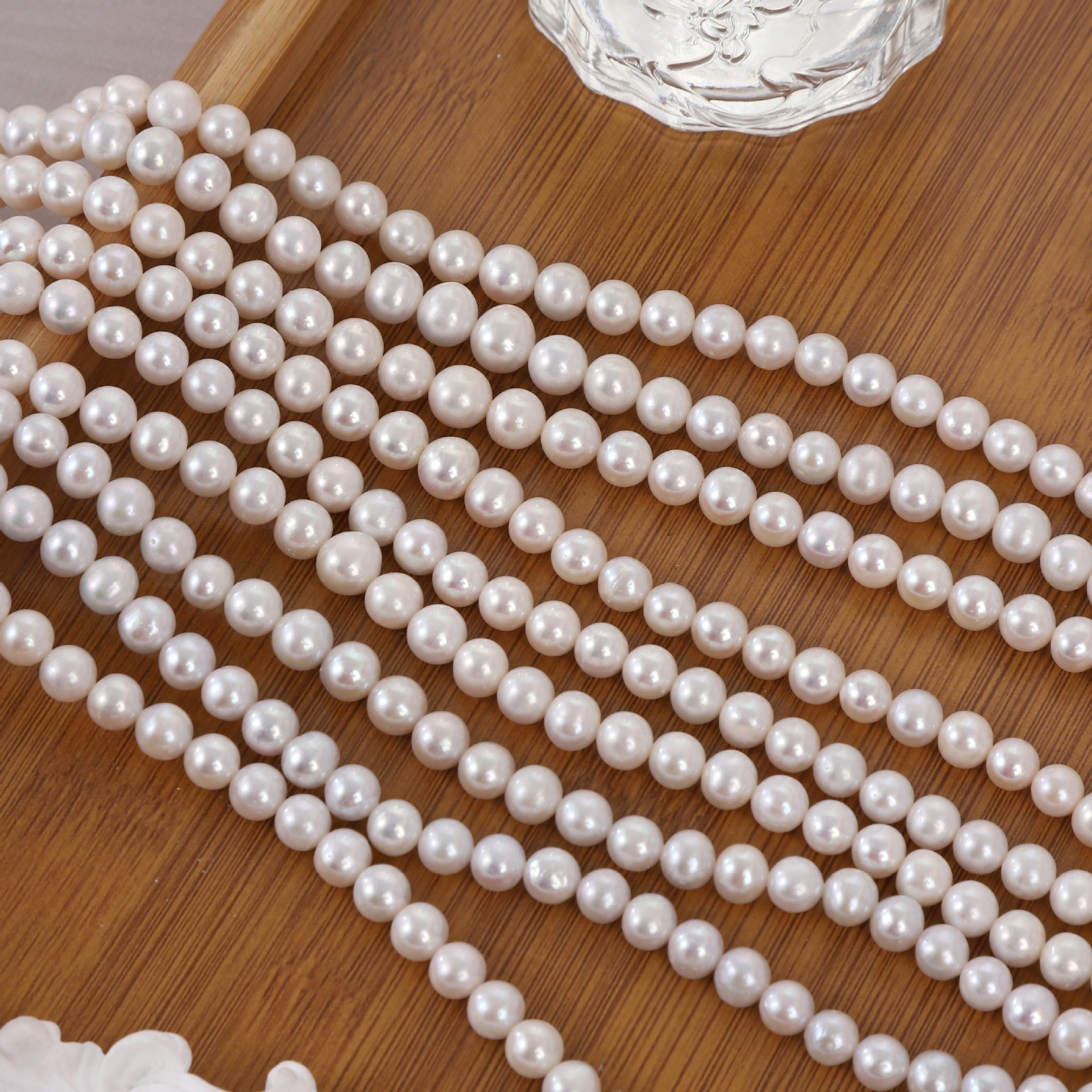 7mm高性价比淡水Akoya天然淡水珍珠小圆巴近圆巴洛克 饰配件手工材料饰品配件多色任选米珠配件