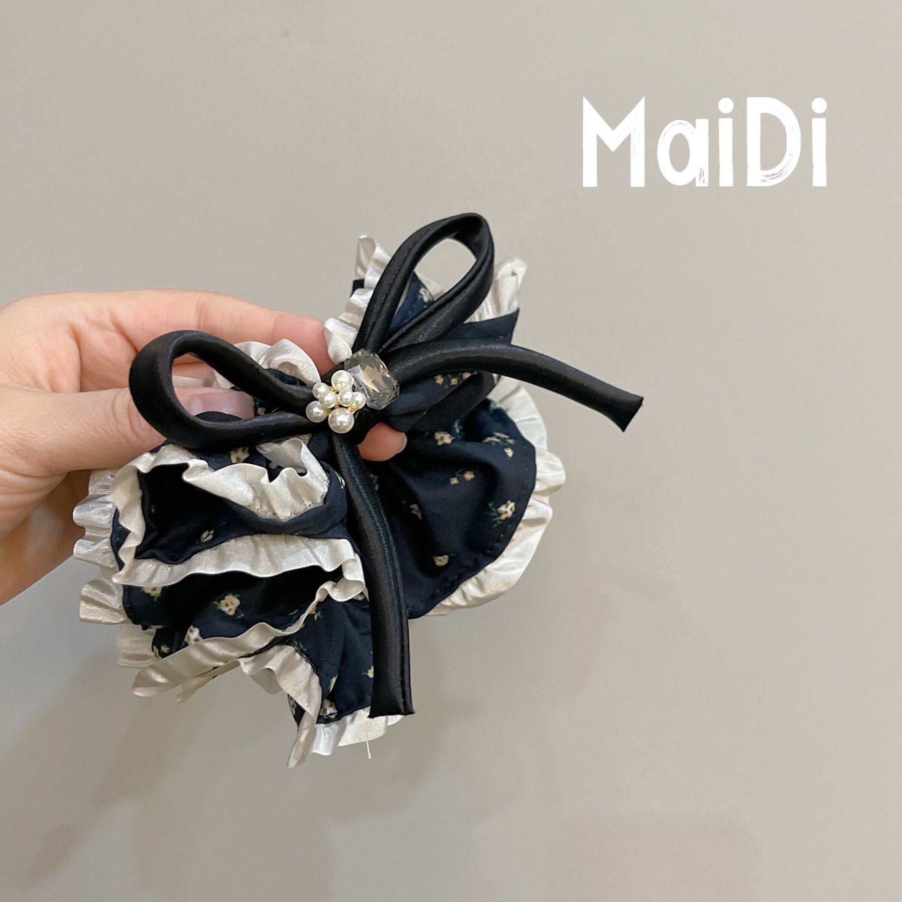 韩国新款夏季工碎花蕾丝边布艺大肠发圈女甜美文艺扎头发绳发饰 发圈猪大肠产品图