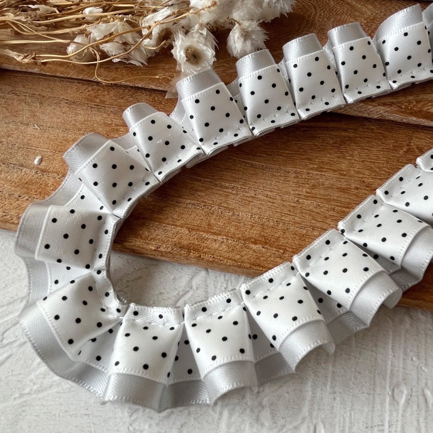 双层黑粉波点褶皱花边辅料手工diy材料痛板丝带发饰装饰手账素材 详情4