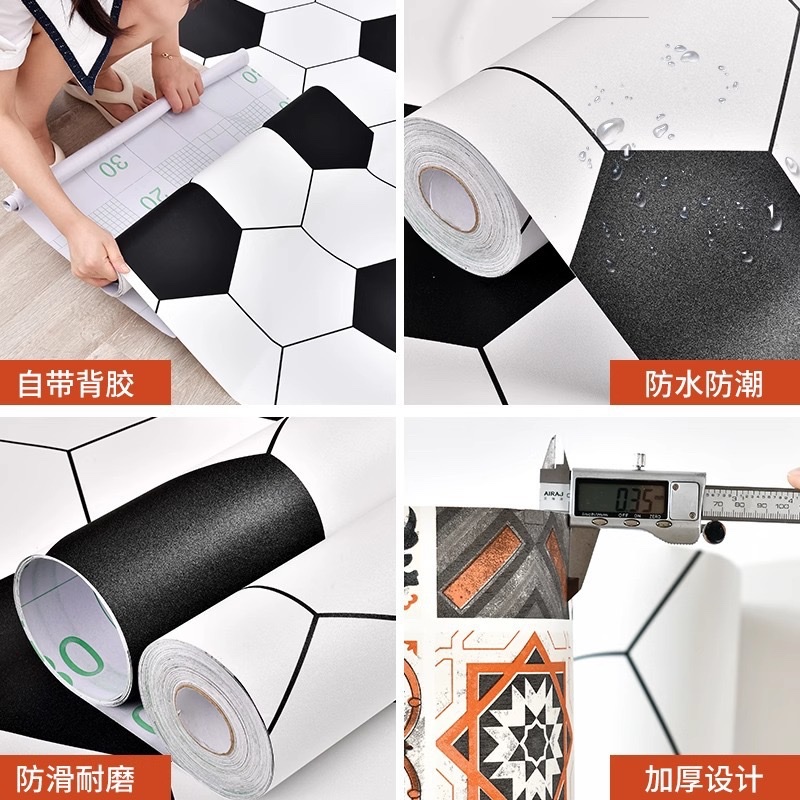 Cross-border wholesale floor stickers, plastic-sealed self-adhesive waterproof bathroom anti-slip floor stickers, wear-resistant and refurbished floor stickers Specification image