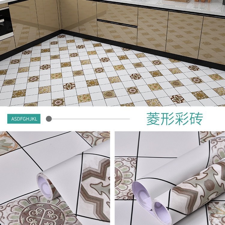Cross-border wholesale floor stickers, plastic-sealed self-adhesive waterproof bathroom anti-slip floor stickers, wear-resistant and refurbished floor stickers detail image 19