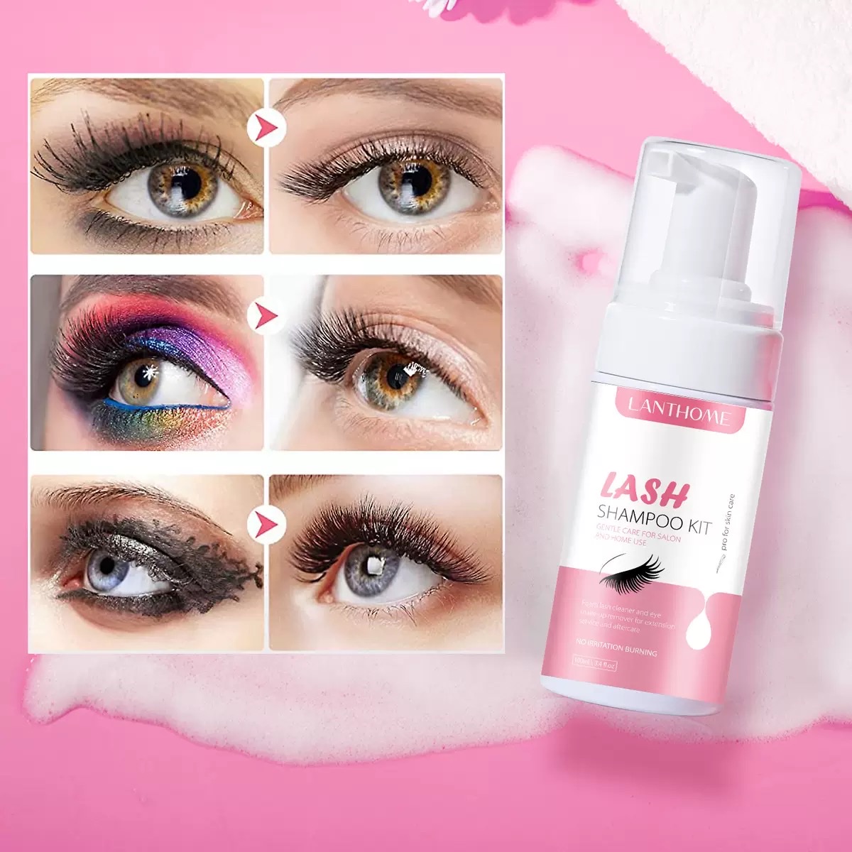 This eyelash mousse set is a gentle, soothing and oil-removing foam cleansing mousse specially designed for eyelash extensions detail image 5