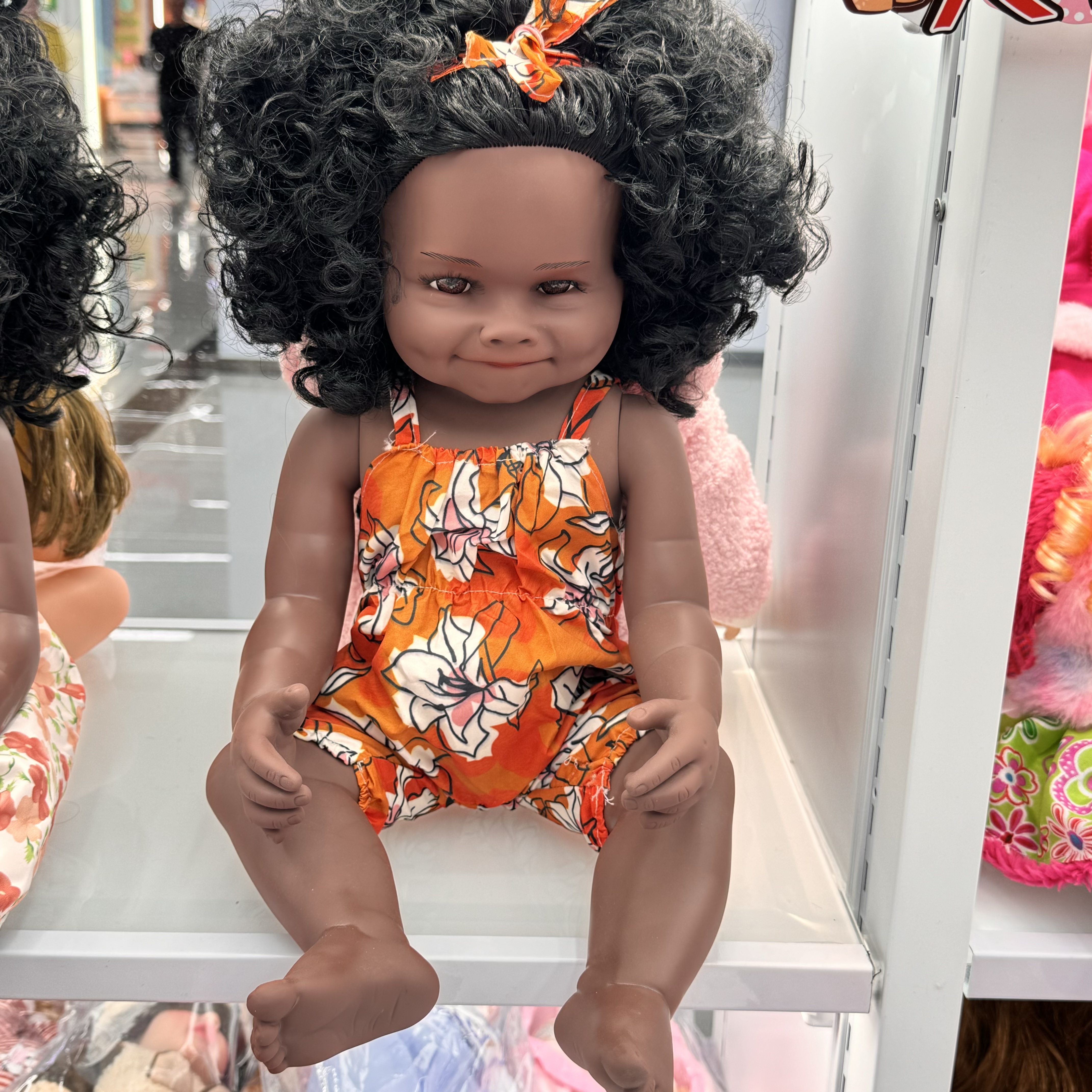 Reborn Black vinyl girl doll with curly hair mixed style baby toy girl