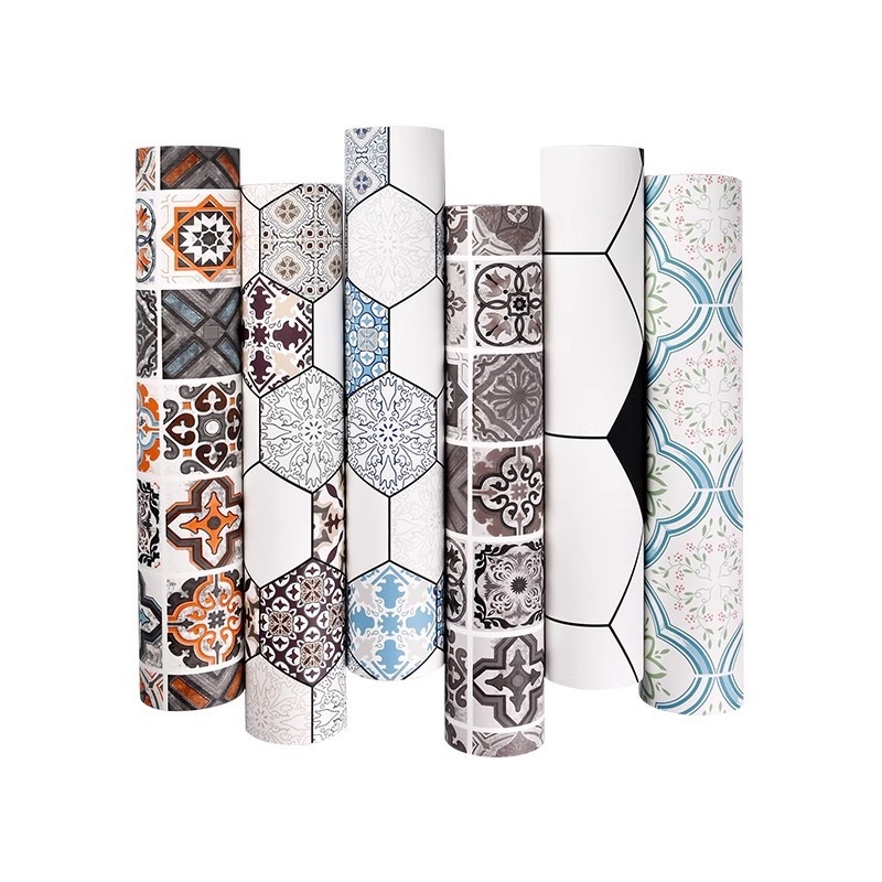 Cross-border wholesale floor stickers, plastic-sealed self-adhesive waterproof bathroom anti-slip floor stickers, wear-resistant and refurbished floor stickers Item Picture