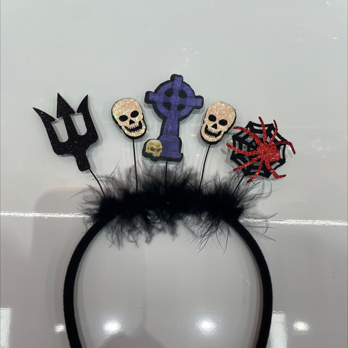 万圣节拍照打卡发箍鬼节装饰品拍照神器哭了太晚，蜘蛛羽毛发箍头饰