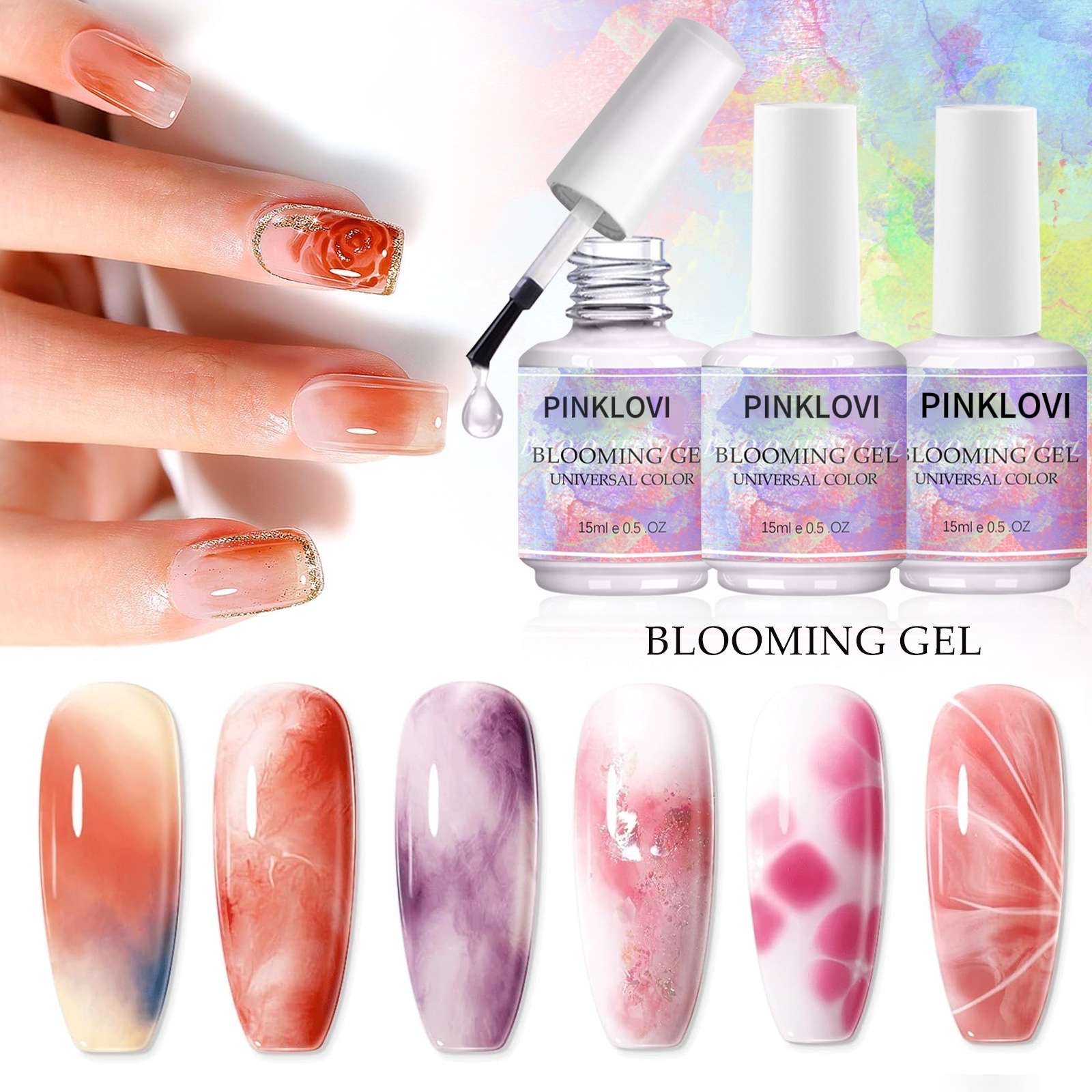 15ml transparent nail polish smudging gel Gradient Blush Marble texture Special rendering gel details Picture