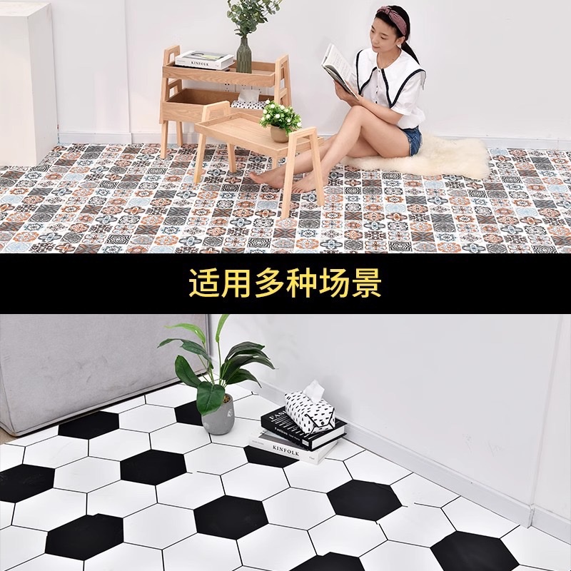 Cross-border wholesale floor stickers, plastic-sealed self-adhesive waterproof bathroom anti-slip floor stickers, wear-resistant and refurbished floor stickers Application Scenario