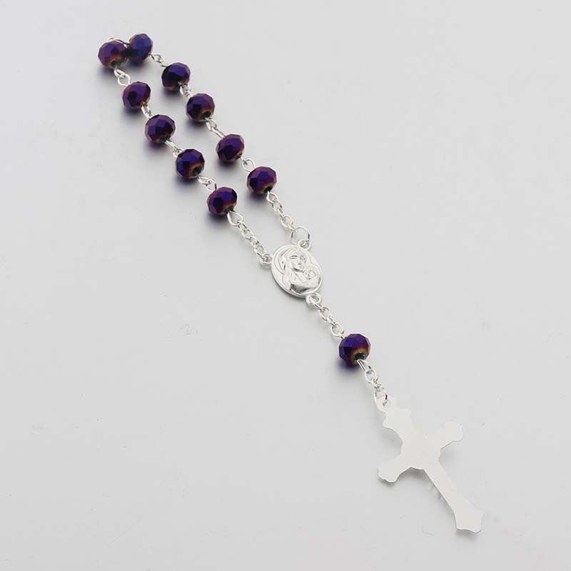 Amazon's new Communion cross rosary blue crystal baptism bracelet is a gift for both men and women at parties Item Picture