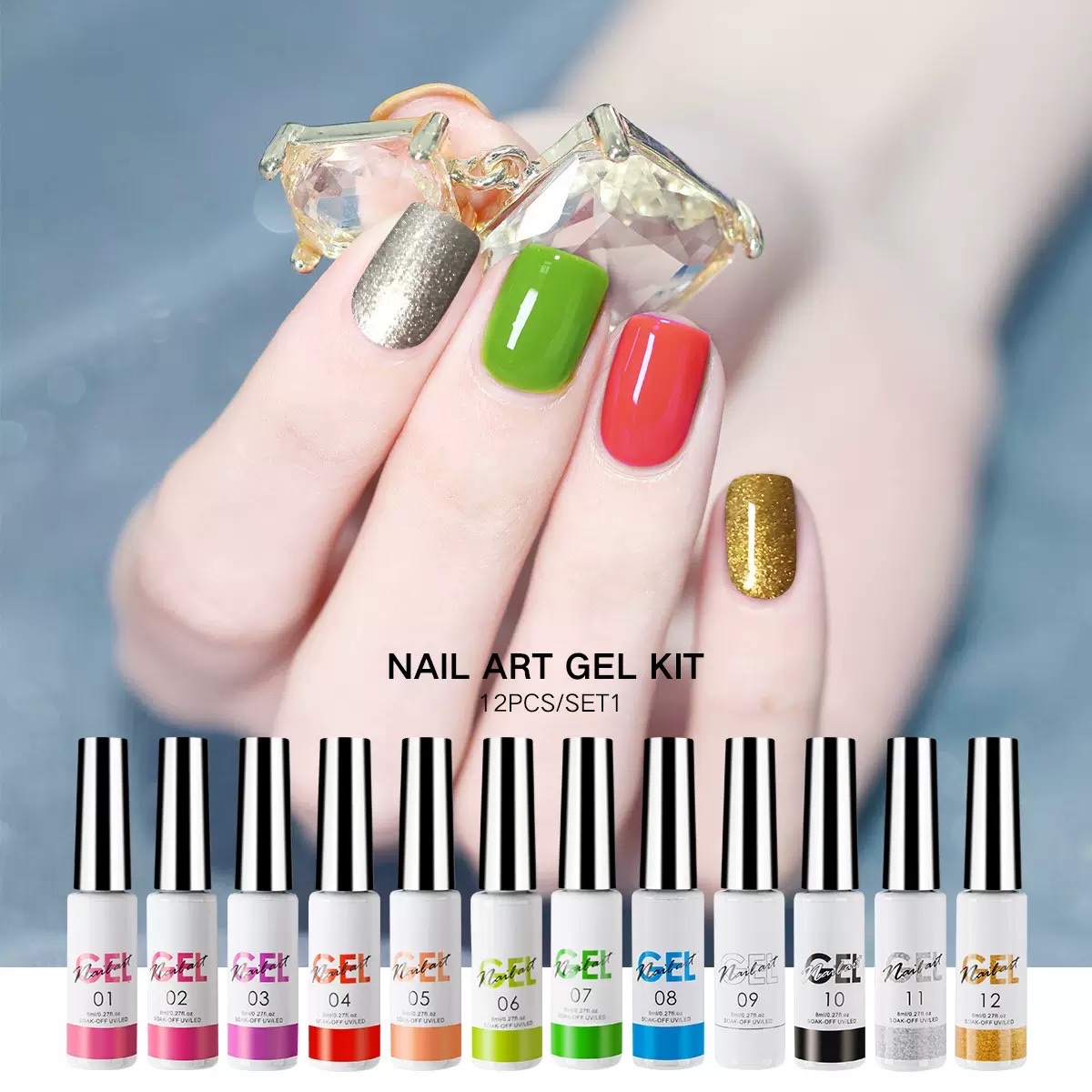 Nail art string glue set: 12-color classic painting glue, high-density saturated, specially designed for outlining and flower drawing detail image 2