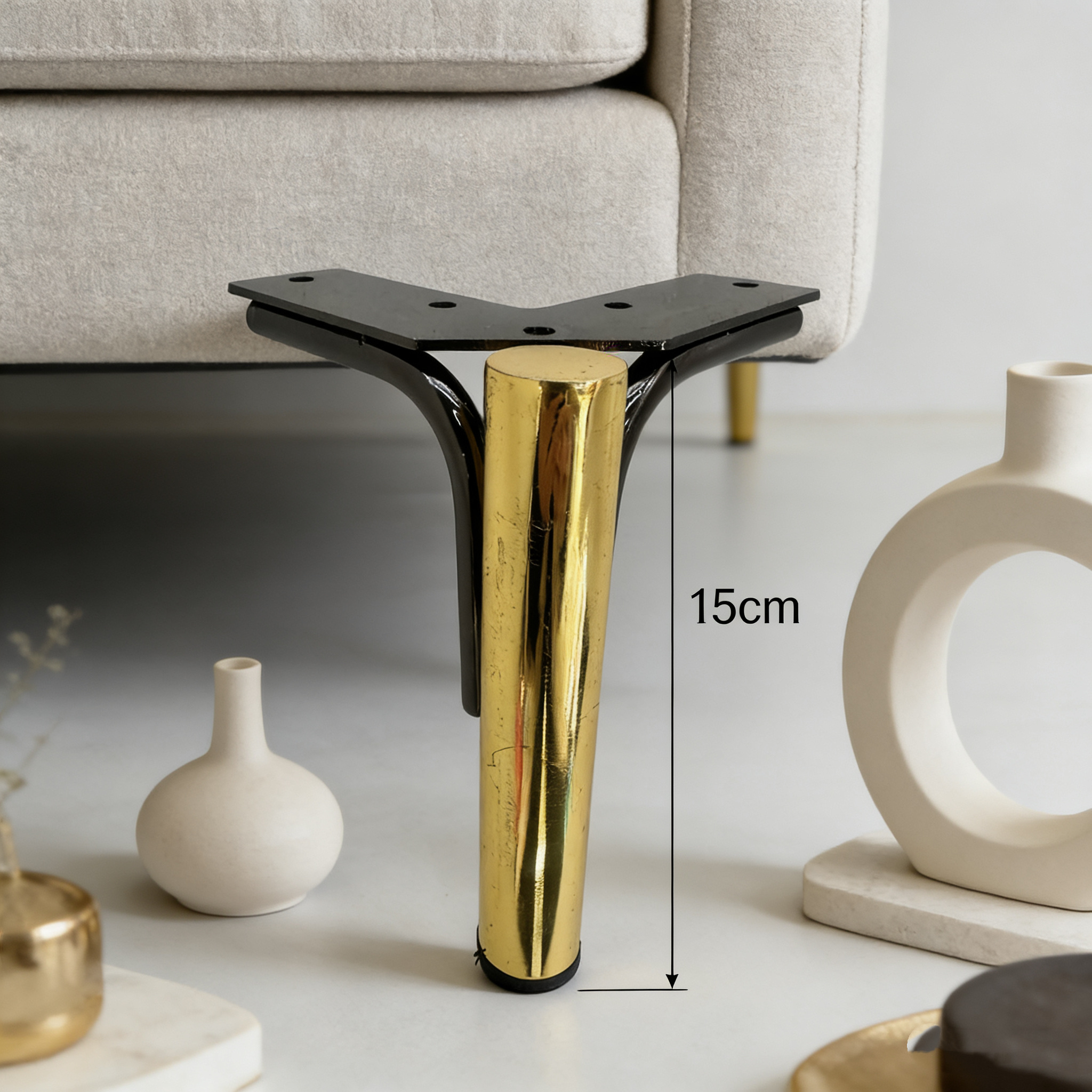 【厂家直销】简约沙发脚茶几腿橱柜支撑脚加高桌脚金属三叉柜脚家具腿批发细节图