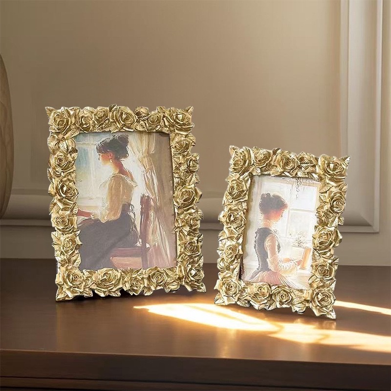 美式复古玫瑰宫廷风相框摆件客厅玄关桌面装饰家居墙面高级感挂件 
