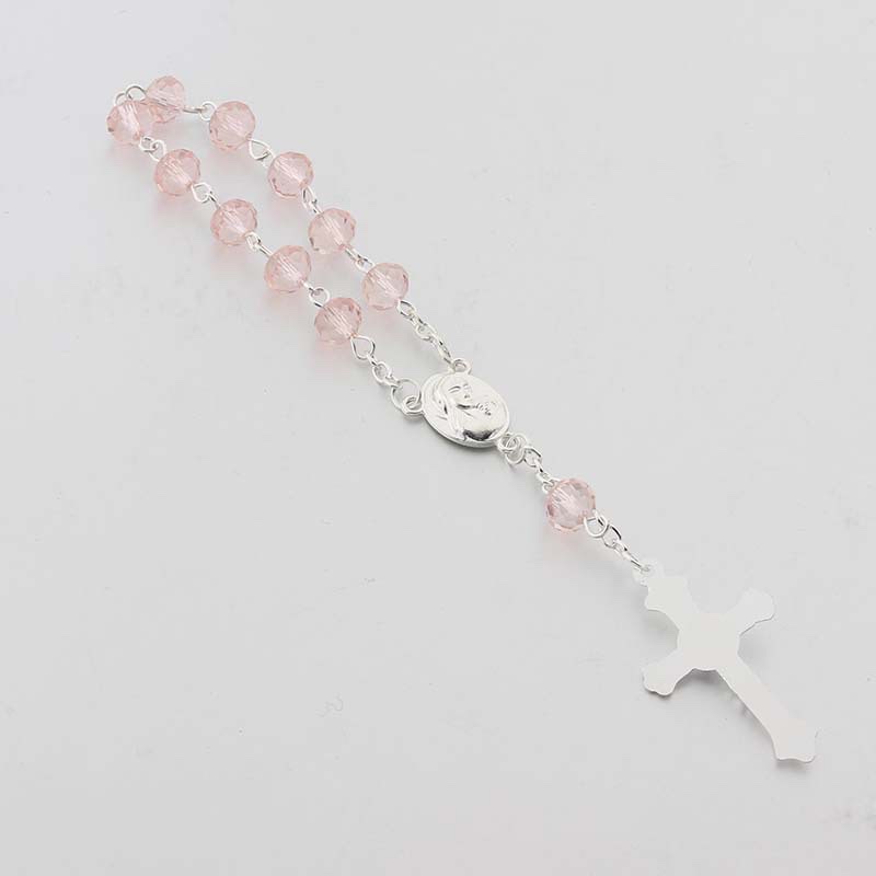 Amazon's new Communion cross rosary blue crystal baptism bracelet is a gift for both men and women at parties Specification image