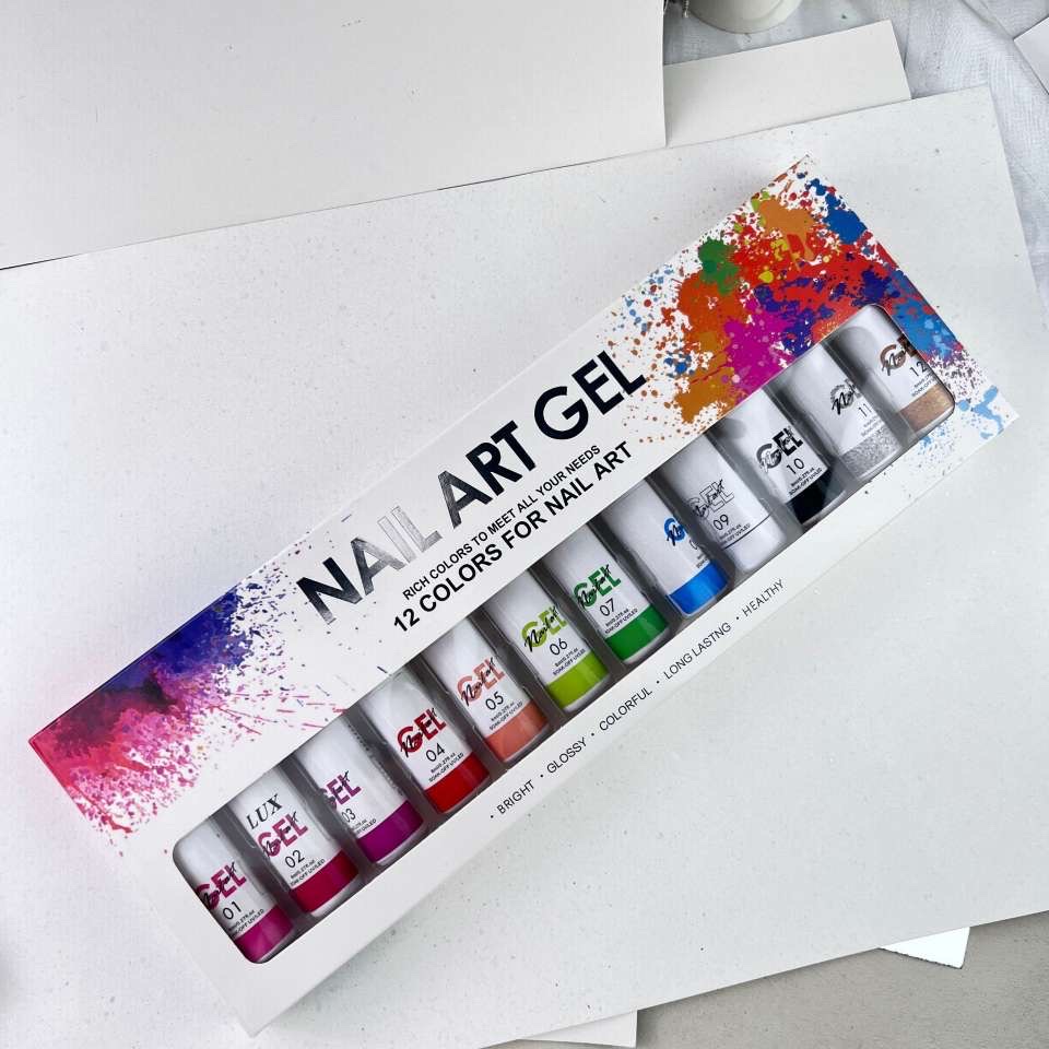 Nail art string glue set: 12-color classic painting glue, high-density saturated, specially designed for outlining and flower drawing