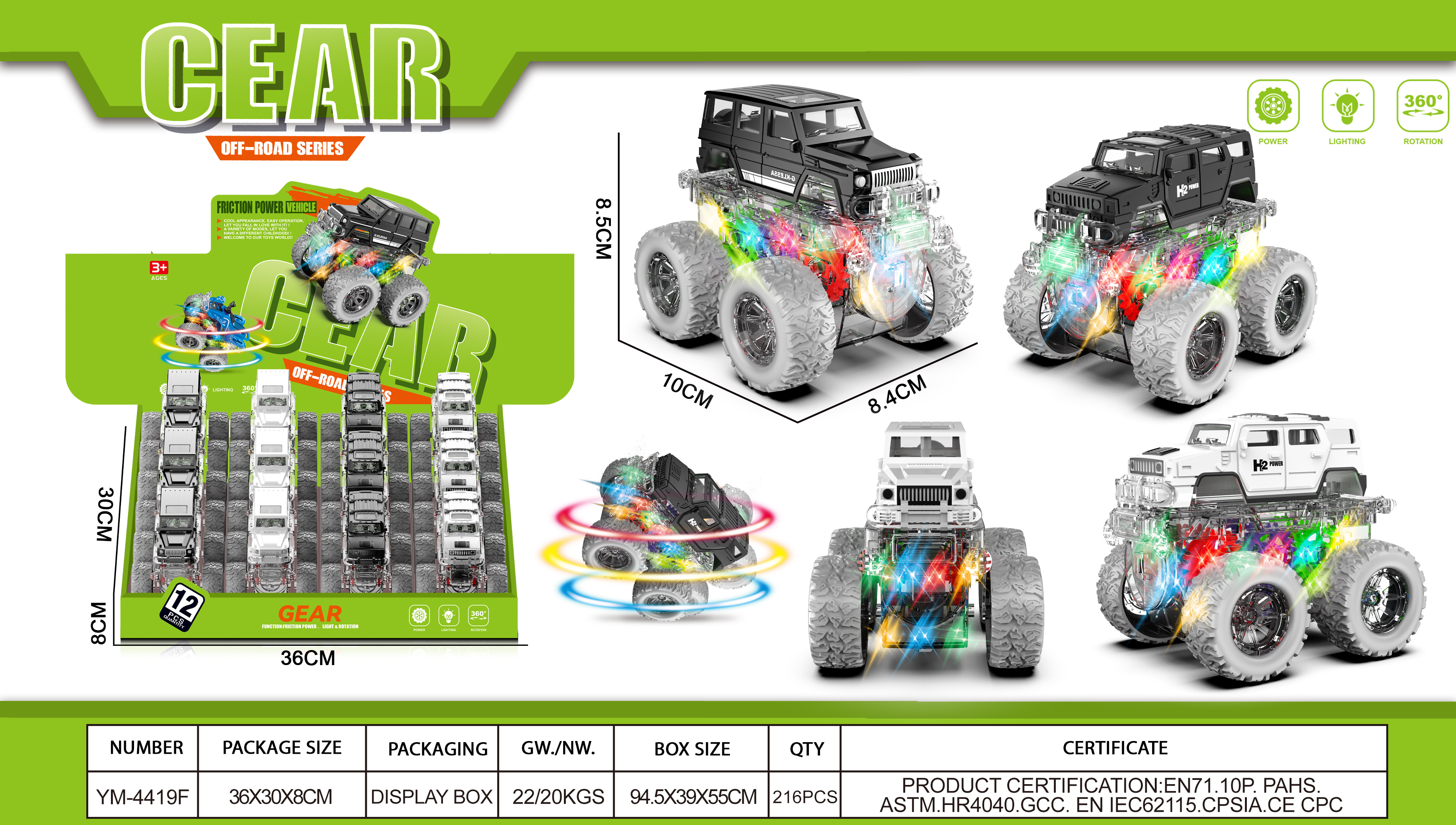 塑料惯性炫彩特技越野车小玩具