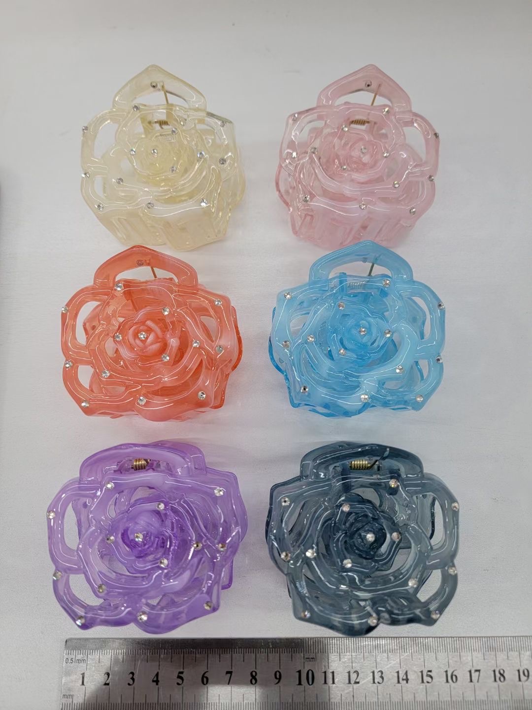 镂空水钻玫瑰花发夹鸡蛋花抓夹南美热销爆款