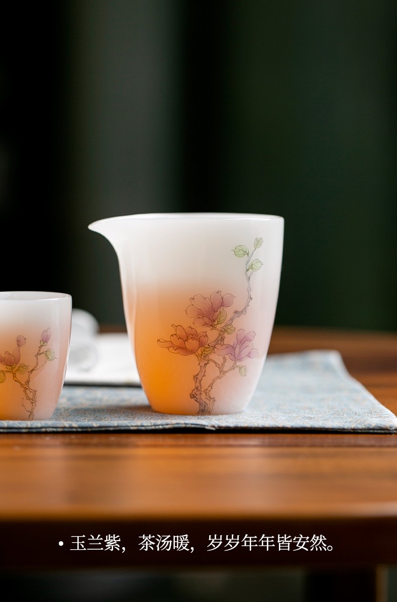 White jade clay hand-painted tea set detail image 3